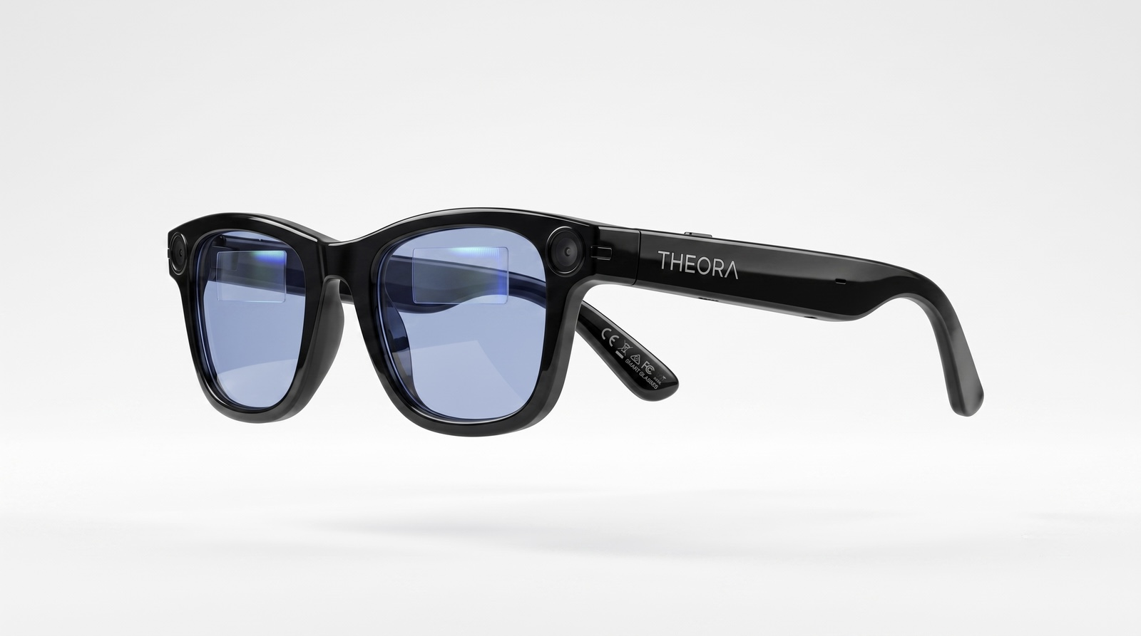 Theora Lite glasses, three-quarter studio view